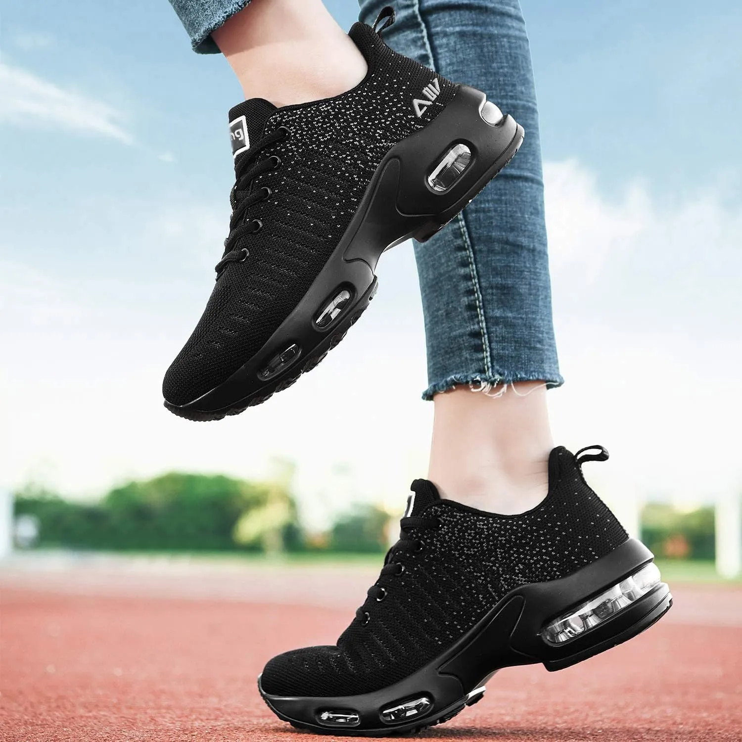 QAUPPE Womens Fashion Lightweight Sports Walking Sneakers Breathable Gym Jogging Running Tennis Shoes US 5.5-11 B(M)…