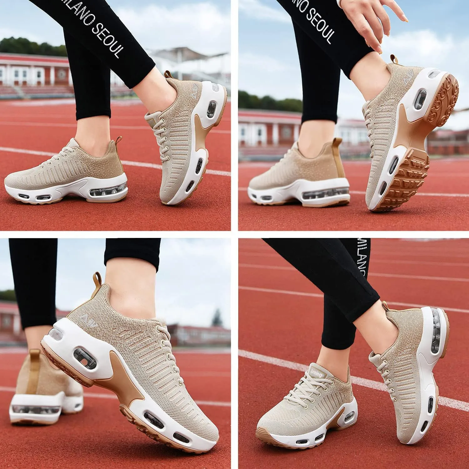 QAUPPE Womens Fashion Lightweight Sports Walking Sneakers Breathable Gym Jogging Running Tennis Shoes US 5.5-11 B(M)…