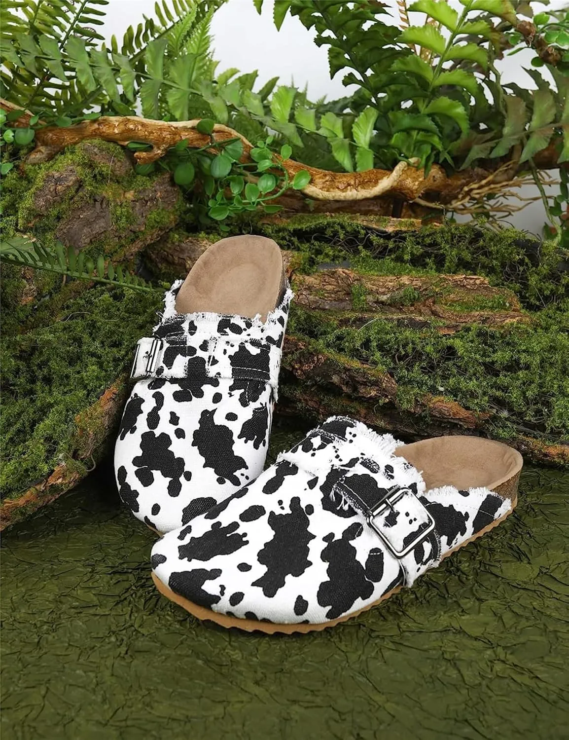 RACHAPE Canvas Loafer Women's Vintage Clogs Flat Slides Slip On Mules Shoes Low Top Backless Casual Sneakers for Walking