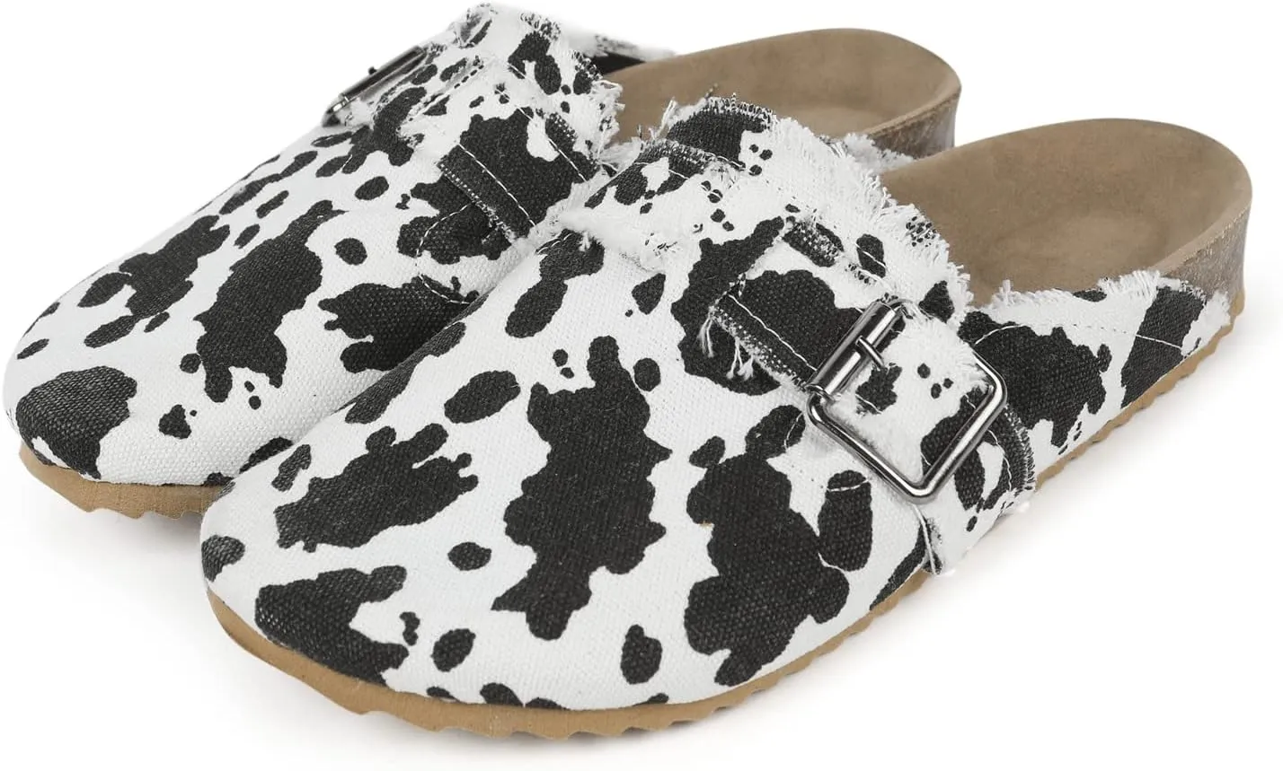 RACHAPE Canvas Loafer Women's Vintage Clogs Flat Slides Slip On Mules Shoes Low Top Backless Casual Sneakers for Walking