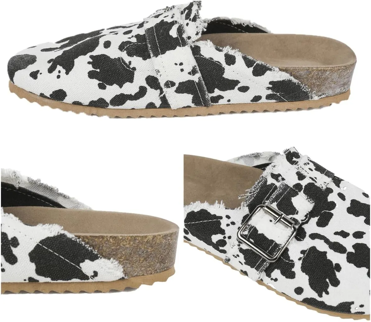 RACHAPE Canvas Loafer Women's Vintage Clogs Flat Slides Slip On Mules Shoes Low Top Backless Casual Sneakers for Walking