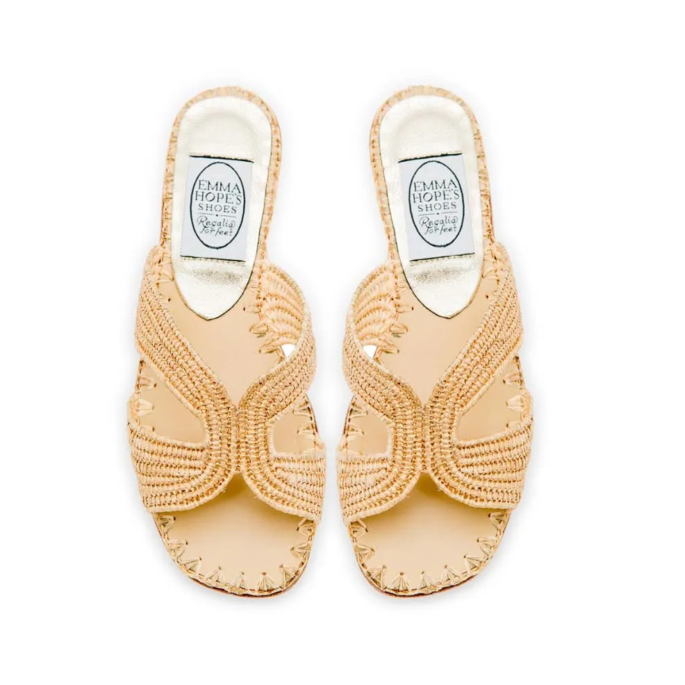 Raffia H Sandal - Gold
