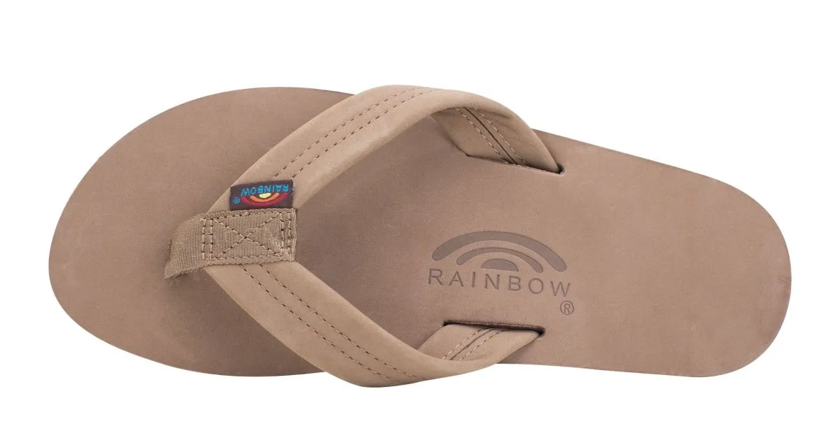 Rainbow Sandals Men's Leather Single Layer Wide Strap Dark Brown Flip Flop