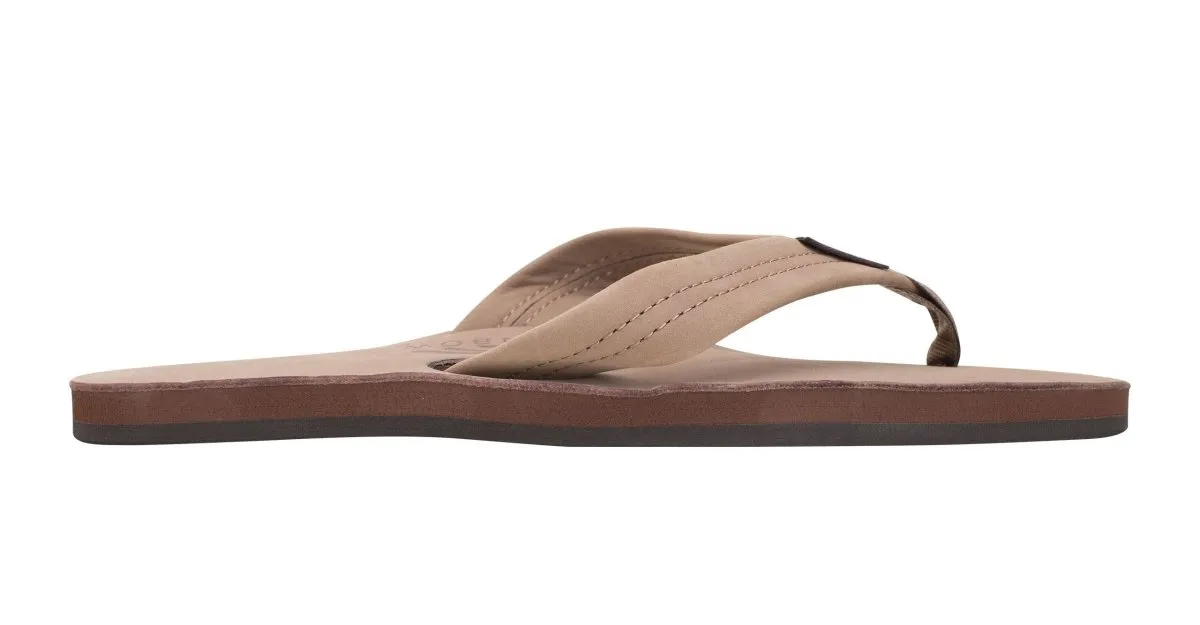 Rainbow Sandals Men's Leather Single Layer Wide Strap Dark Brown Flip Flop