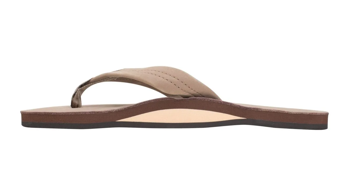 Rainbow Sandals Men's Leather Single Layer Wide Strap Dark Brown Flip Flop