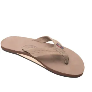 Rainbow Sandals Men's Leather Single Layer Wide Strap Dark Brown Flip Flop