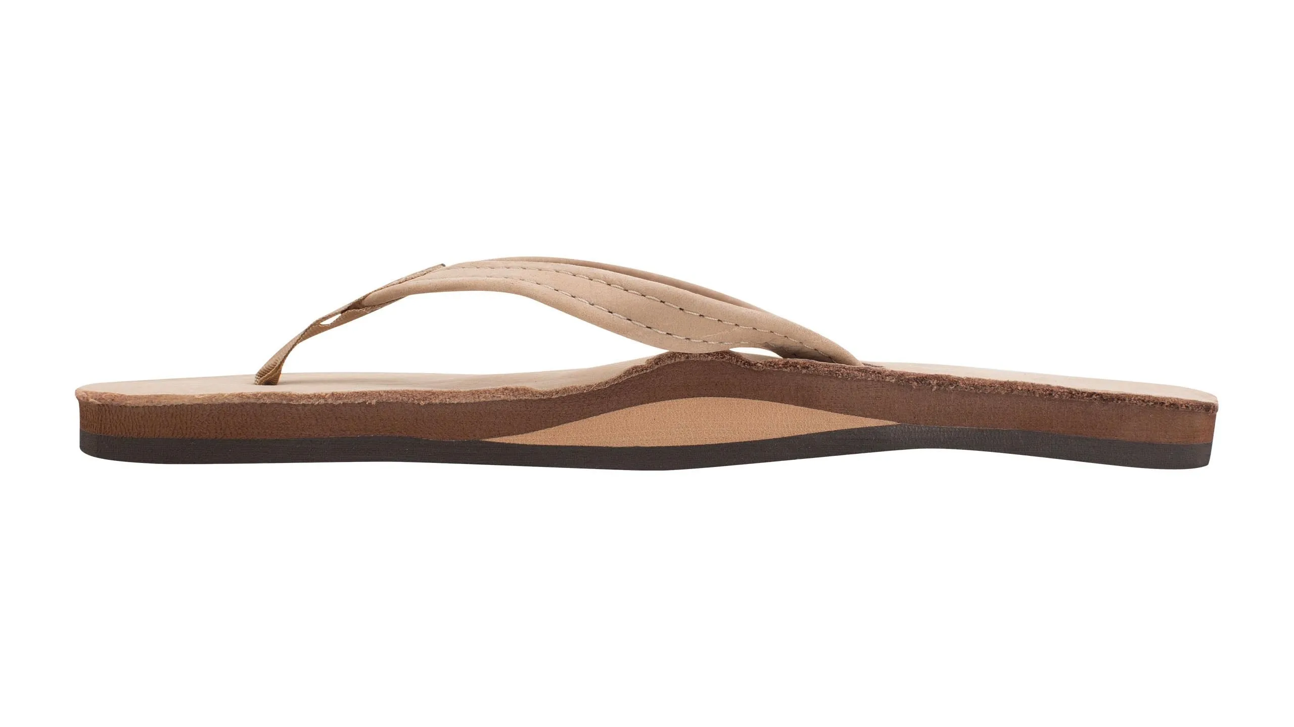 Rainbow Single Layer Leather Narrow Sandal-Sierra Brown