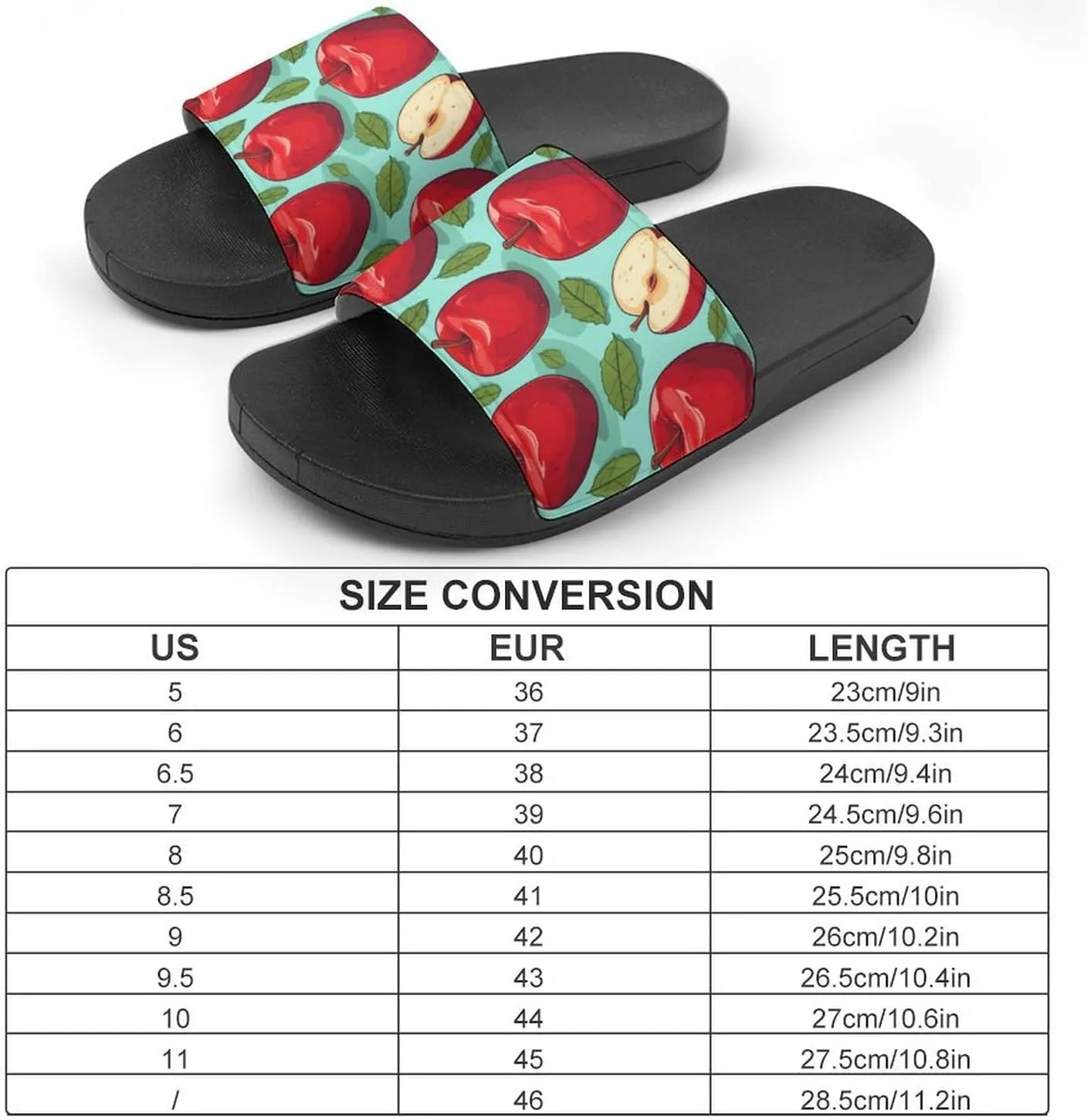 Red-Apples PVC Home Slippers Non Slip Shower Shoes Bathroom Slippers Sandals for Women Men