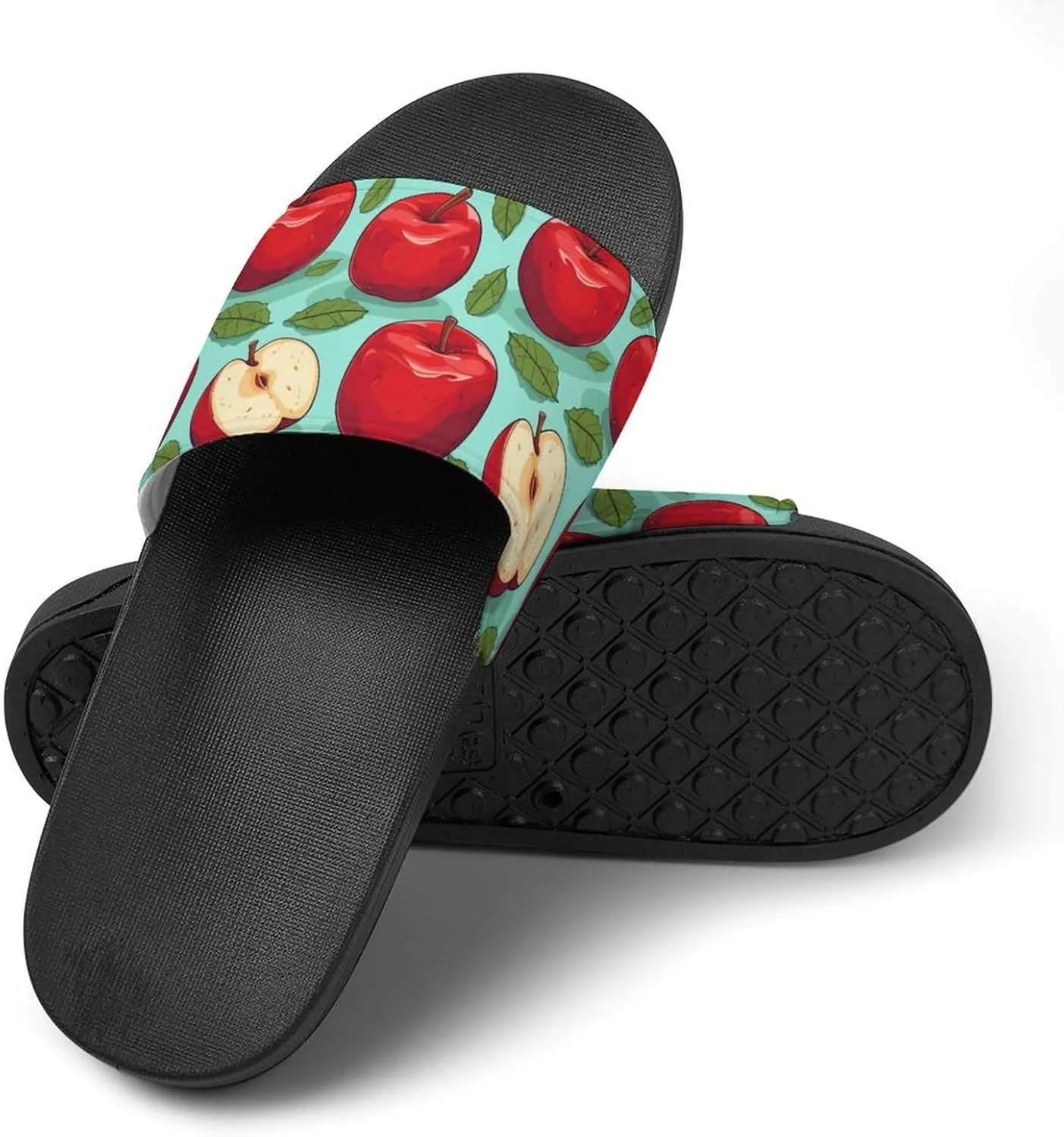 Red-Apples PVC Home Slippers Non Slip Shower Shoes Bathroom Slippers Sandals for Women Men