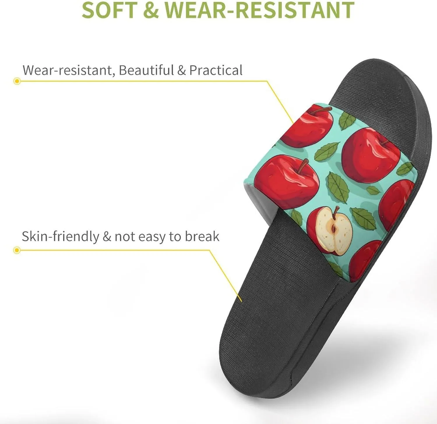 Red-Apples PVC Home Slippers Non Slip Shower Shoes Bathroom Slippers Sandals for Women Men