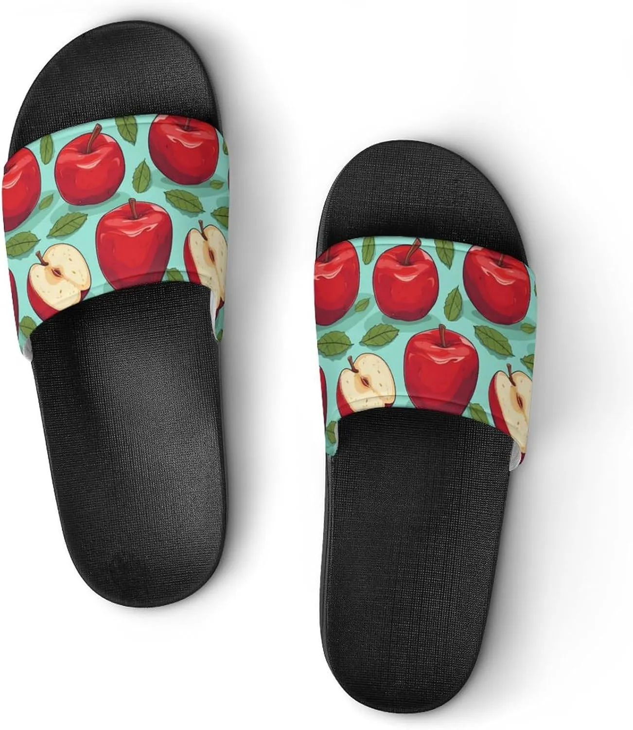 Red-Apples PVC Home Slippers Non Slip Shower Shoes Bathroom Slippers Sandals for Women Men