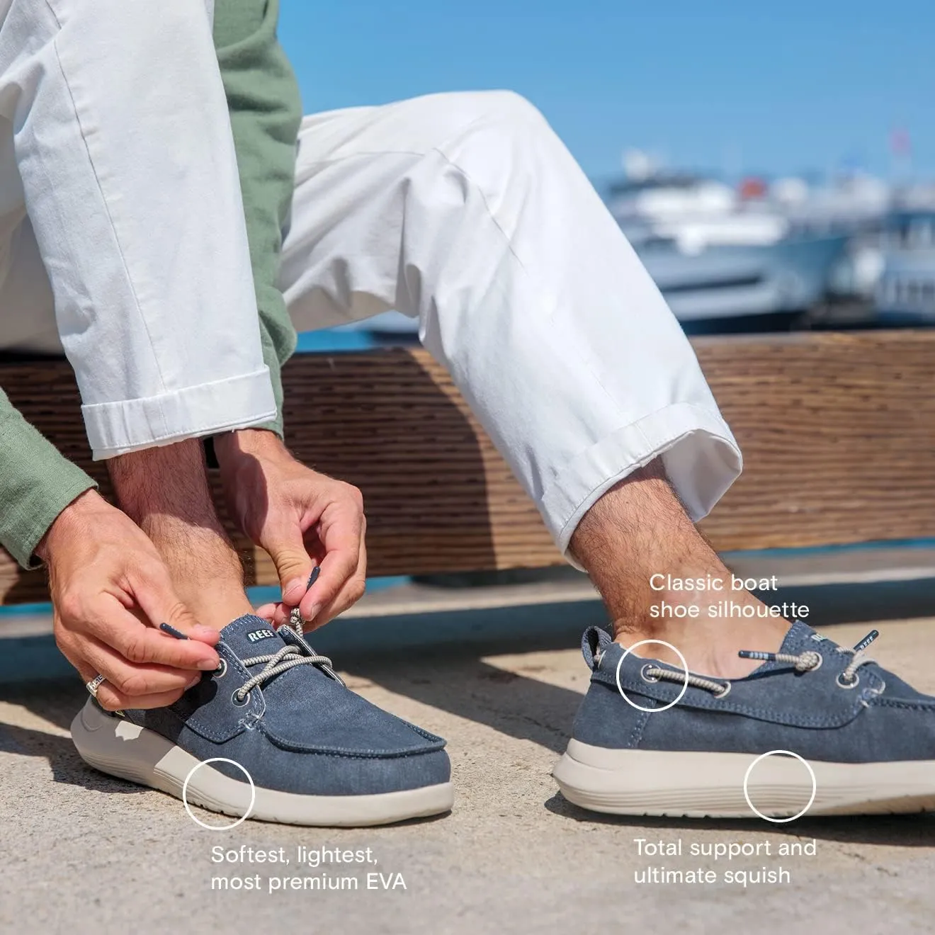 REEF Swellsole Pier Boat Shoe, Memory Foam Footbed, Lightweight and Flexible