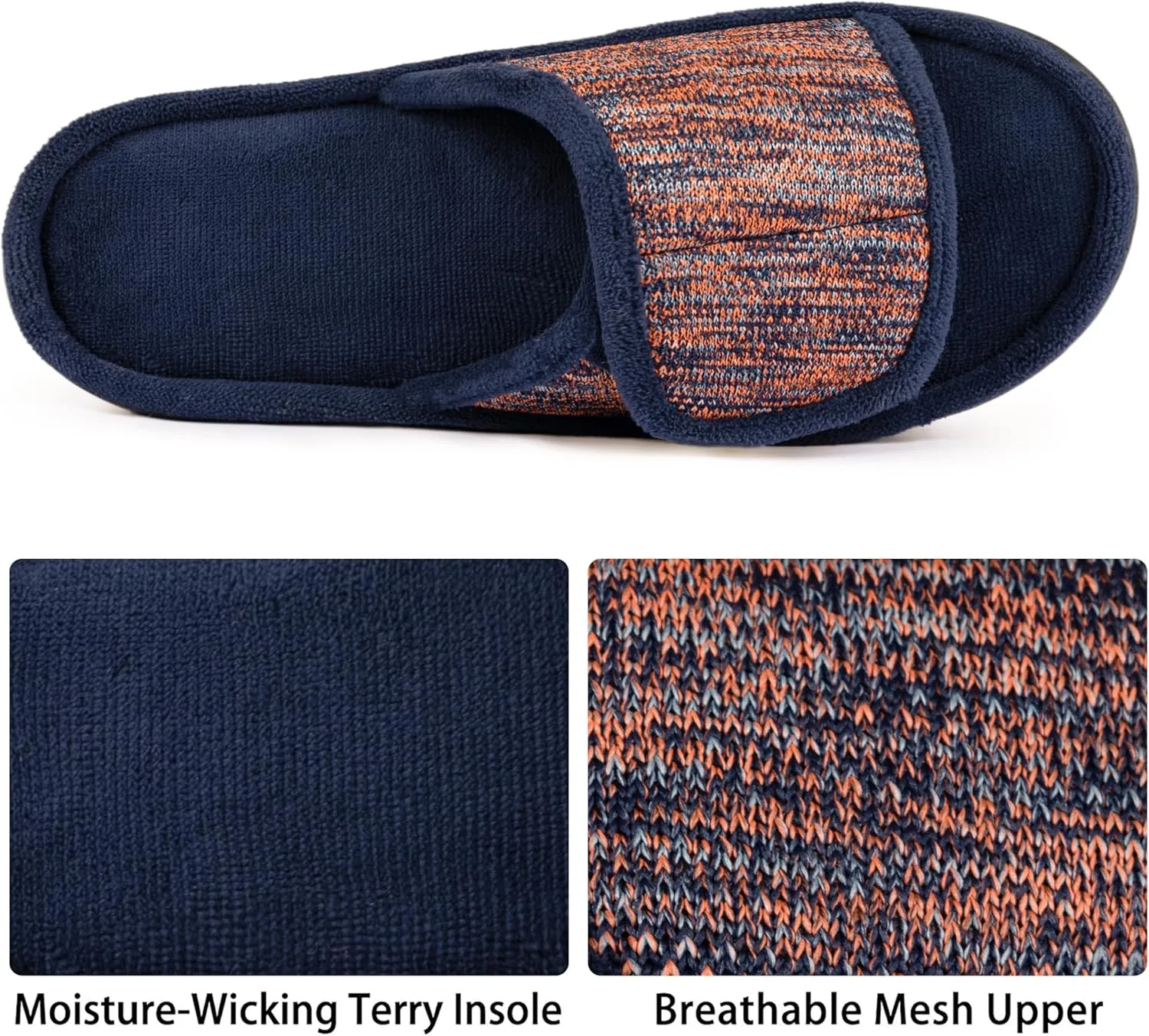 RockDove Men's Adjustable Wrap Memory Foam Slide Slipper
