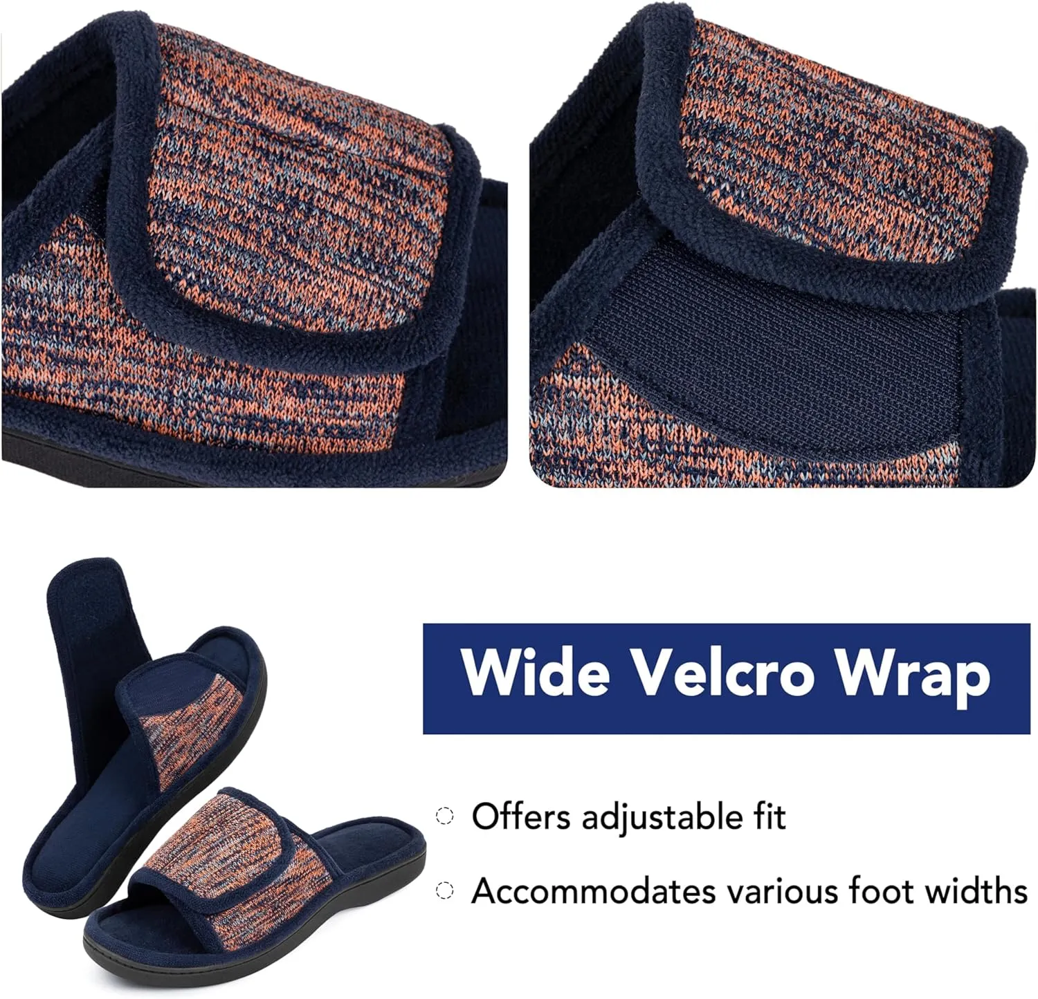 RockDove Men's Adjustable Wrap Memory Foam Slide Slipper