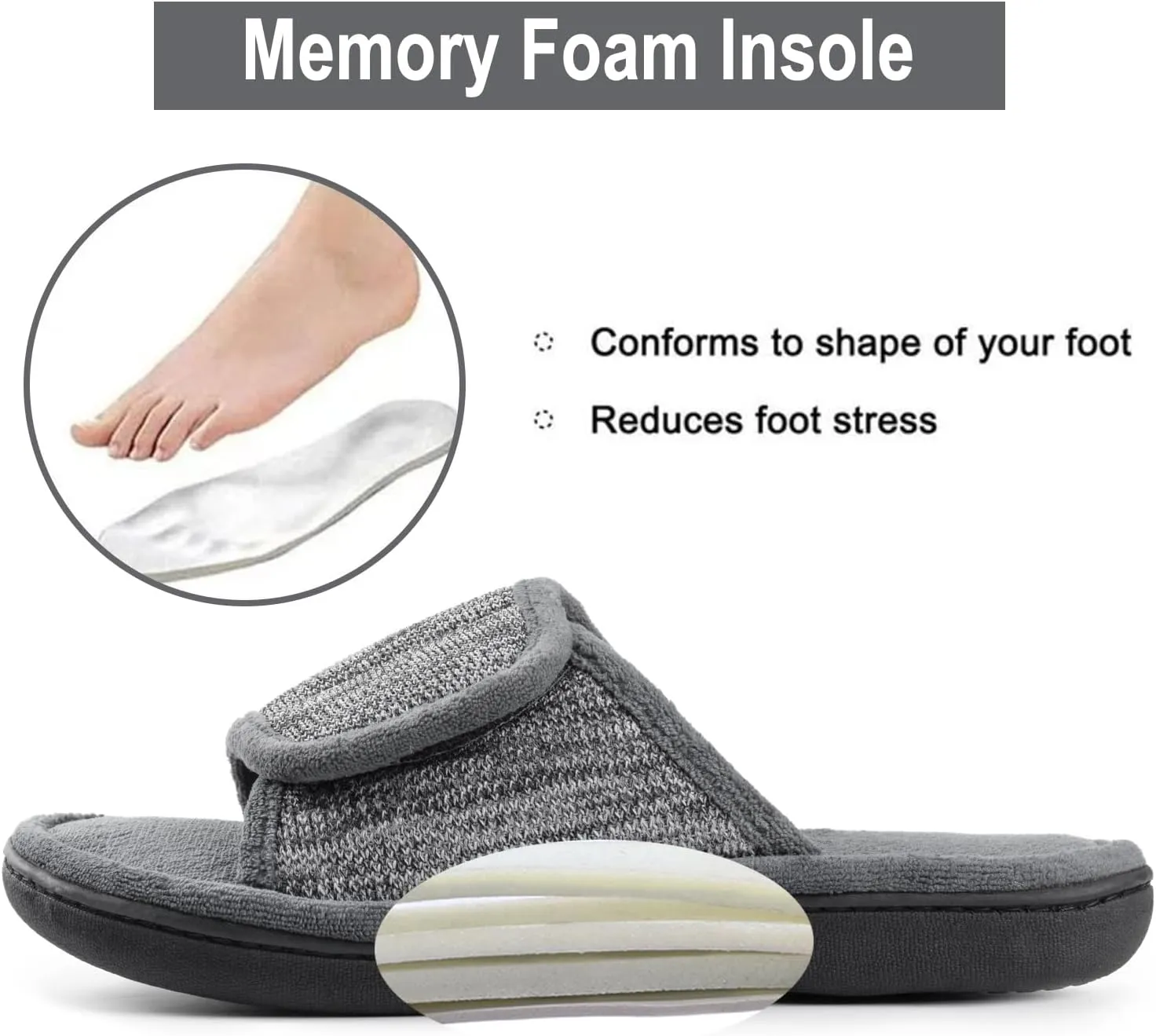RockDove Women's Adjustable Wrap Memory Foam Slide Slipper