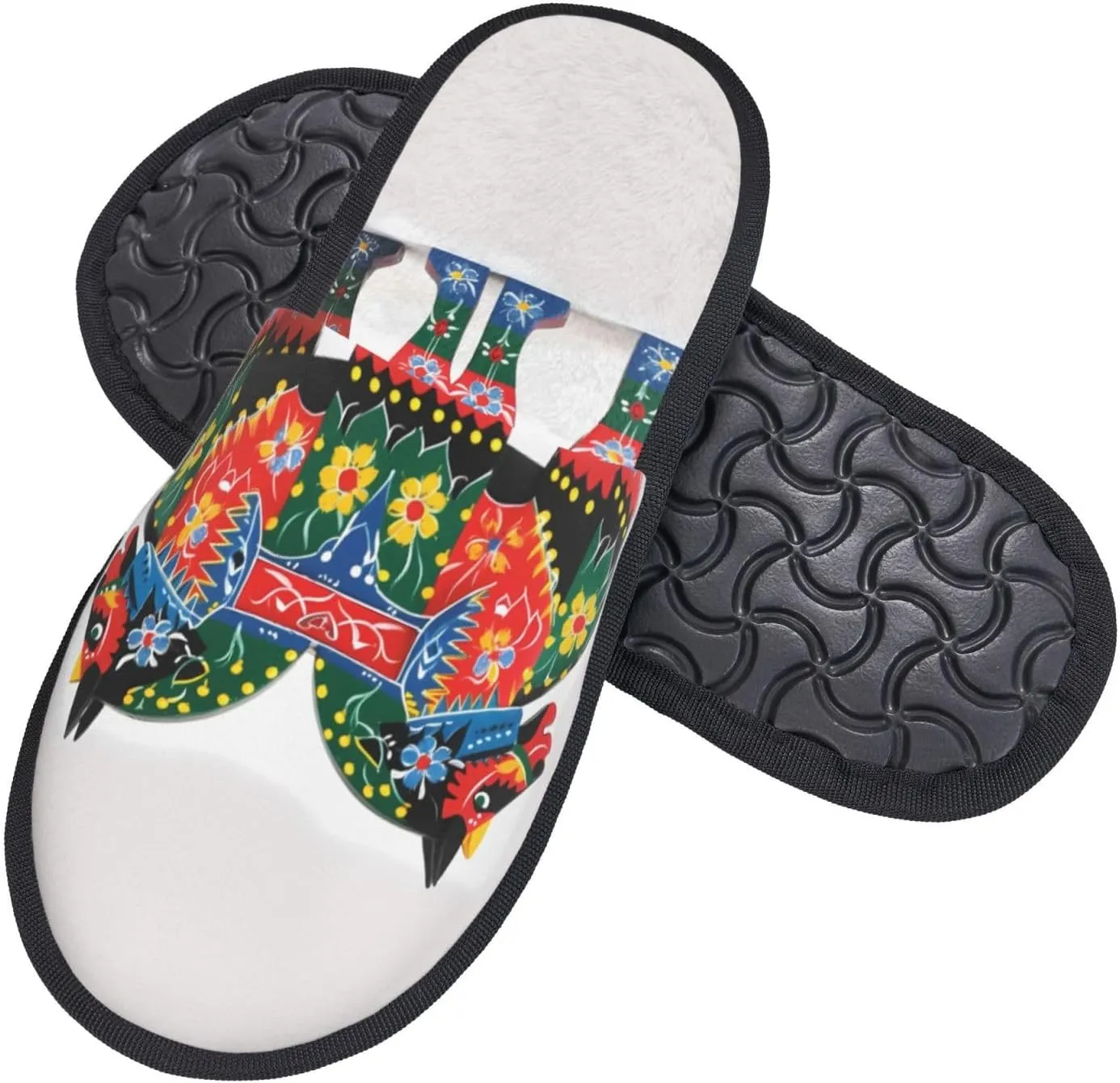 Runner Swedish Dala Horse Folk Women's Fuzzy Slippers Slip-on Slipper Soft Comfy Bedroom Slippers Non-slip House Shoes
