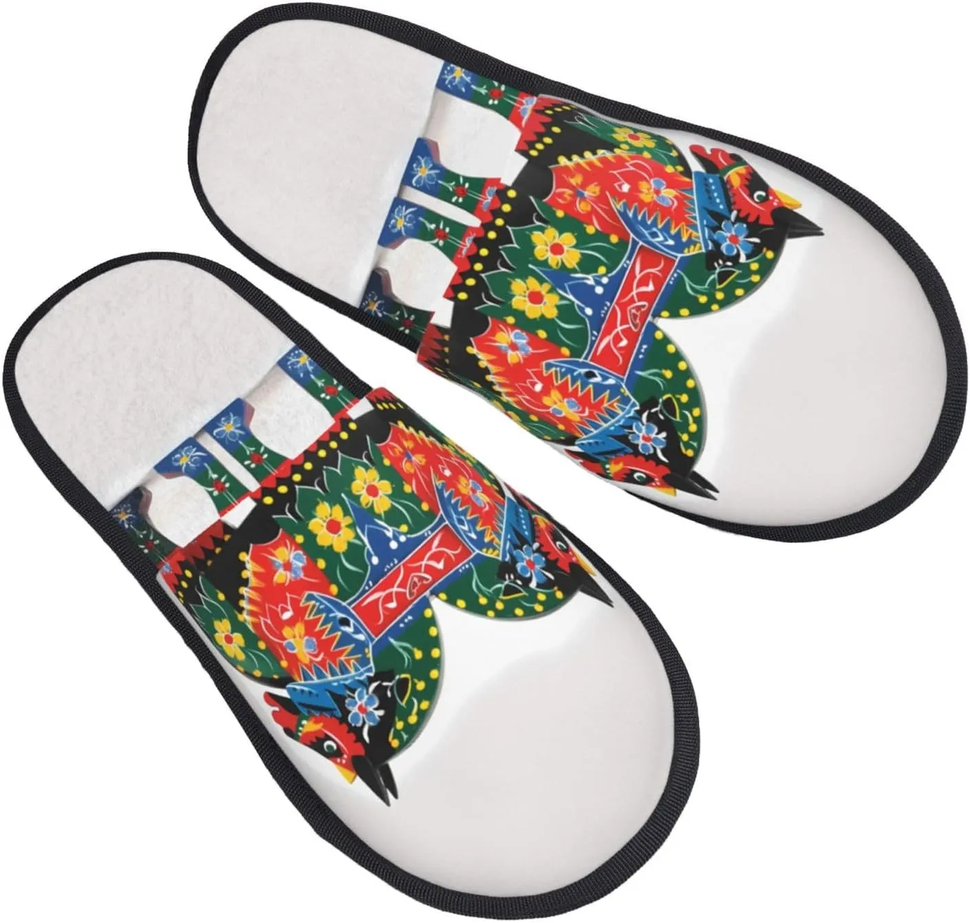 Runner Swedish Dala Horse Folk Women's Fuzzy Slippers Slip-on Slipper Soft Comfy Bedroom Slippers Non-slip House Shoes