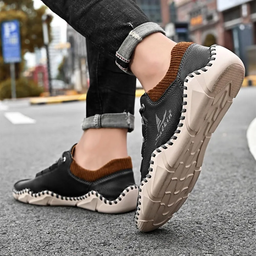 Salkined Mens Shoes, Casual Fashion Lace Up Slip On Sneakers, Leather Oxfords Work Shoe Sneaker for Men