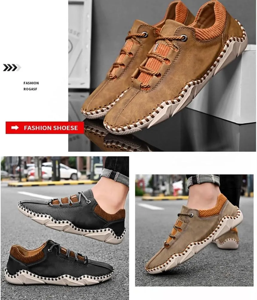 Salkined Mens Shoes, Casual Fashion Lace Up Slip On Sneakers, Leather Oxfords Work Shoe Sneaker for Men