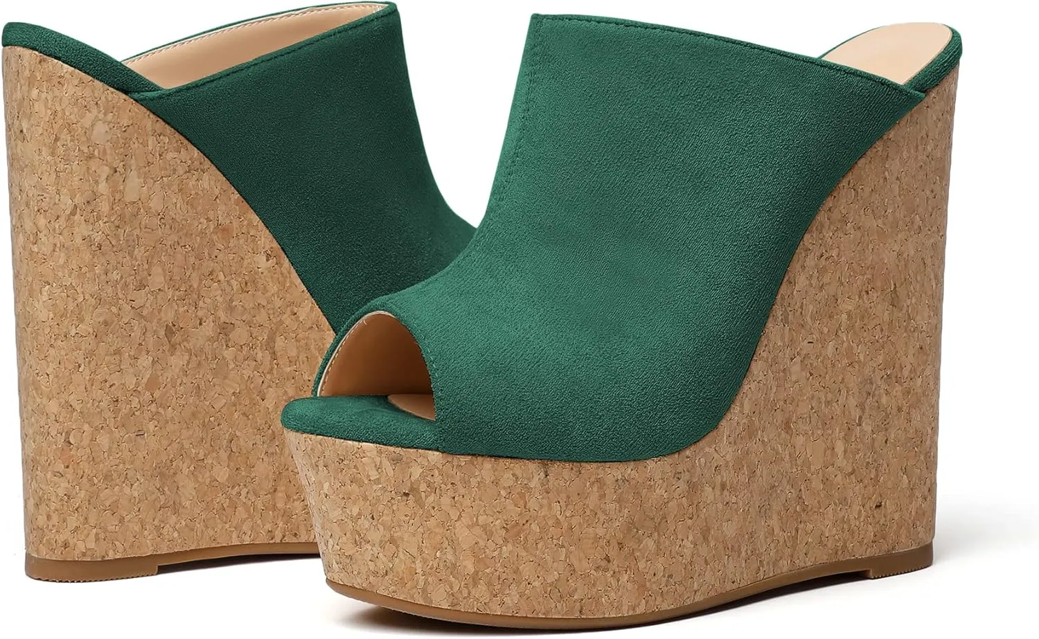 SAMMITOP Women's Platform Wedge Open Toe Sandals,Ladies Slip On Wedge Mule Shoes