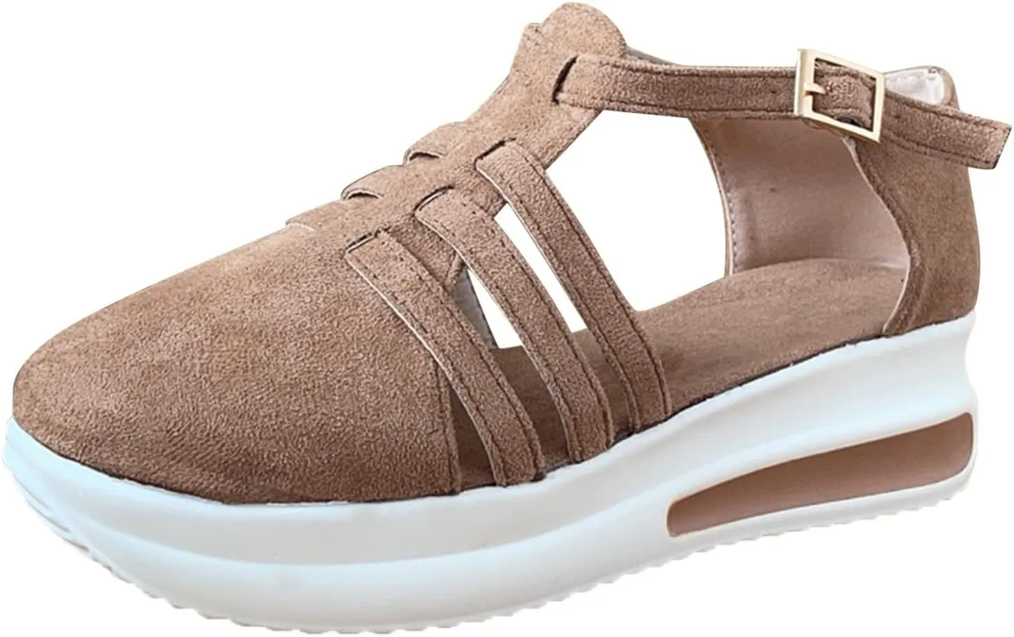 Sandals for Women Dressy Summer Casual Closed Toe Ankle Strap Espadrilles Wedge Comfortable Brown 2025 Shoes Cutout Low Wedges Slip on Buckle Outdoor Orthopedic Platform Sneakers
