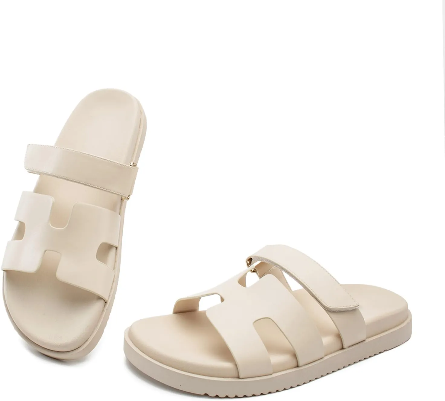Sandals for Women Open Toe Thick Sole Slide Shoes Comfort Platform Sandals Adjustable Strap Casual Slip on Flats Beach Sandals