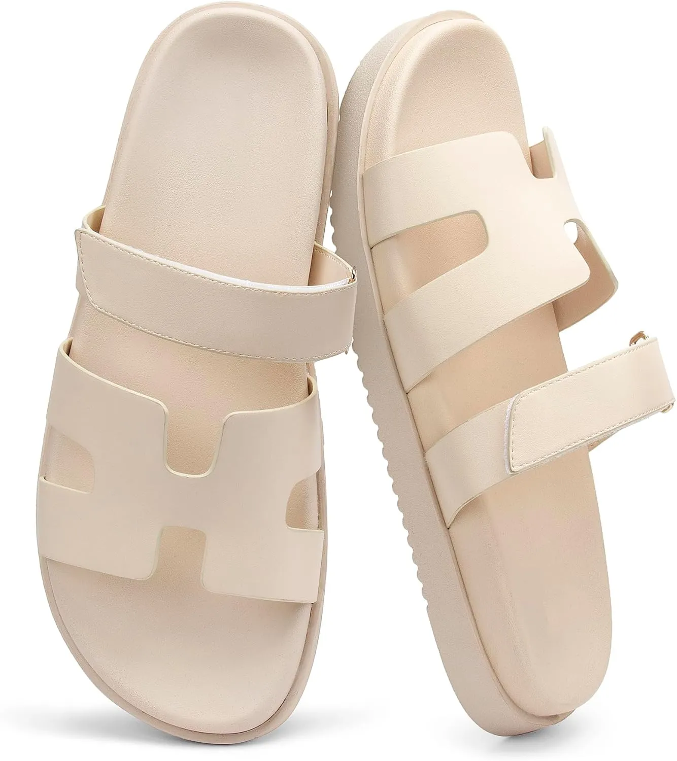 Sandals for Women Open Toe Thick Sole Slide Shoes Comfort Platform Sandals Adjustable Strap Casual Slip on Flats Beach Sandals