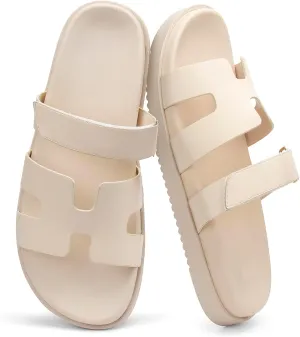 Sandals for Women Open Toe Thick Sole Slide Shoes Comfort Platform Sandals Adjustable Strap Casual Slip on Flats Beach Sandals