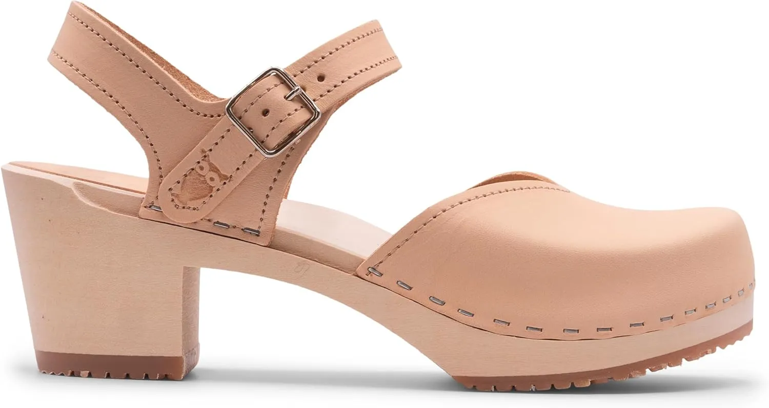 Sandgrens Handmade Swedish Wood Clogs for Women, High Heel Sandal | Victoria
