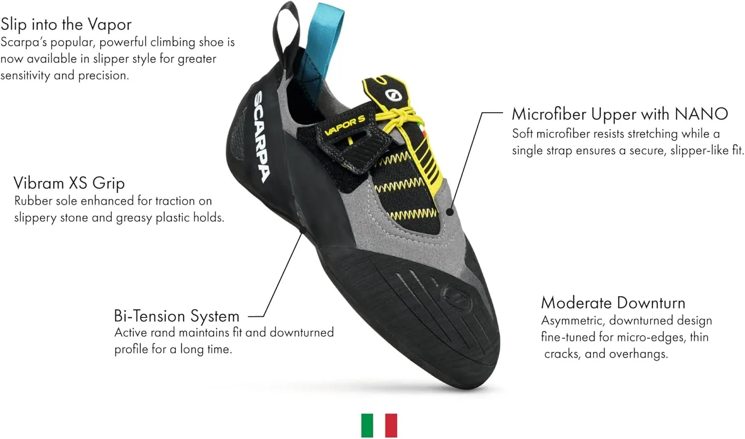 SCARPA Men's Vapor S Rock Climbing Shoes for Sport Climbing and Bouldering