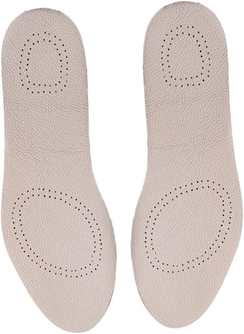 SECFOU Odor- Breathable Full Cowhide Insoles 41/42 Size Leather Inserts for Sports Shoes Comfort Support