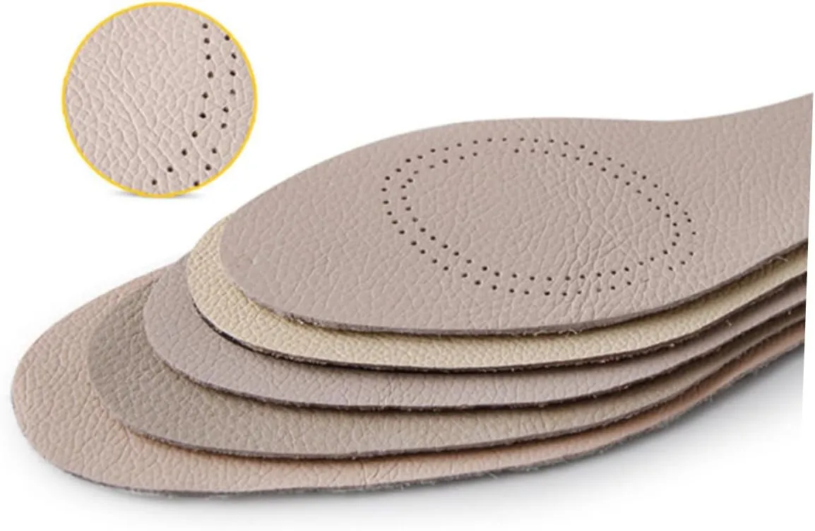 SECFOU Odor- Breathable Full Cowhide Insoles 41/42 Size Leather Inserts for Sports Shoes Comfort Support