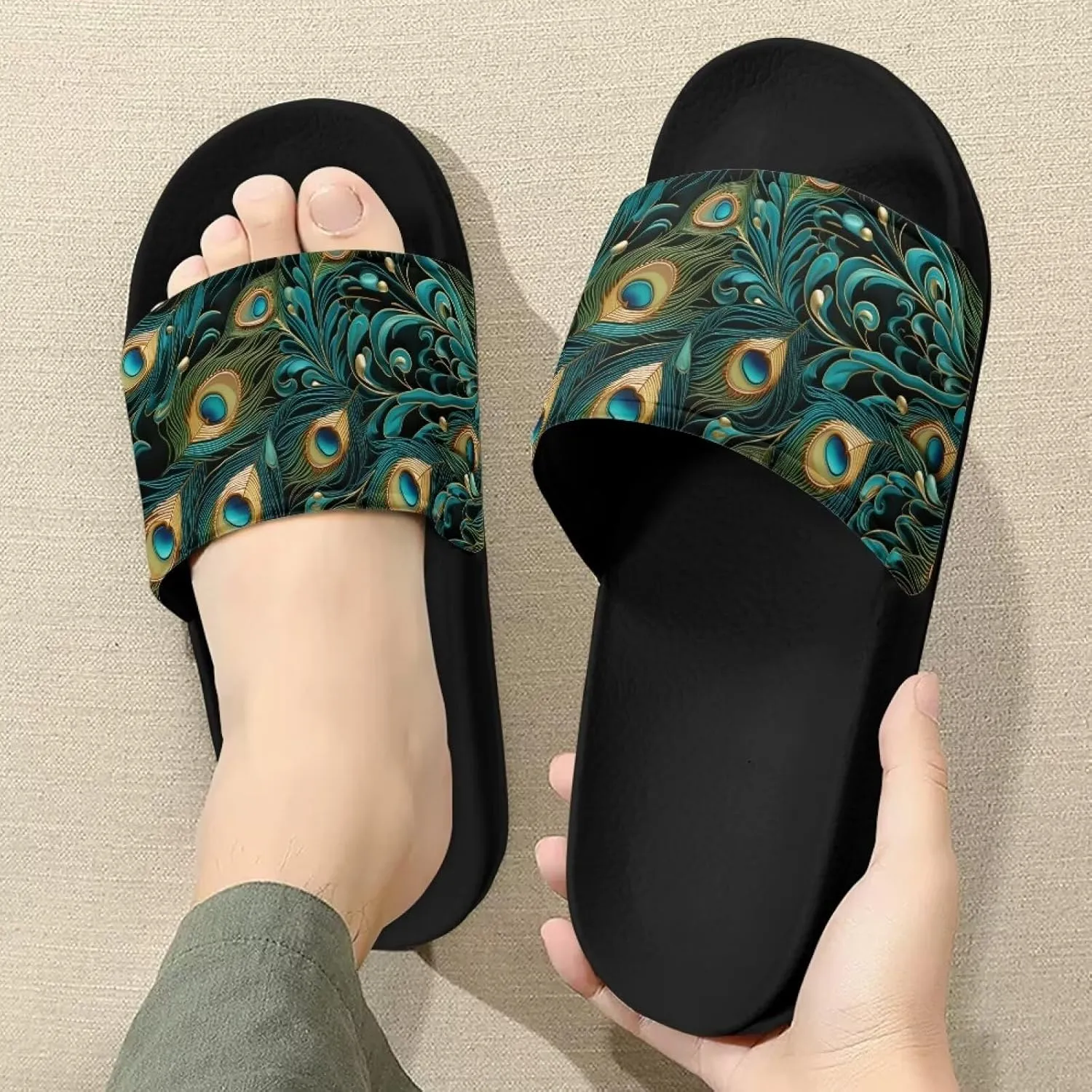 Semioury Lotus Summer Slippers for Women Turtle Travel Lightweight Cozy Soft Comfy Thick Shoes Beach Sandal Bathroom Slipper