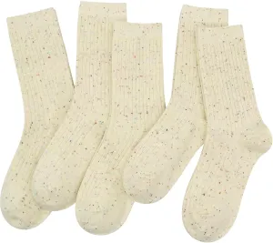 SERISIMPLE Women Cotton Crew Socks Rib Retro Casual Thin Cute Knit Comfy Breathable Dress Socks for Ladies 5 Pairs