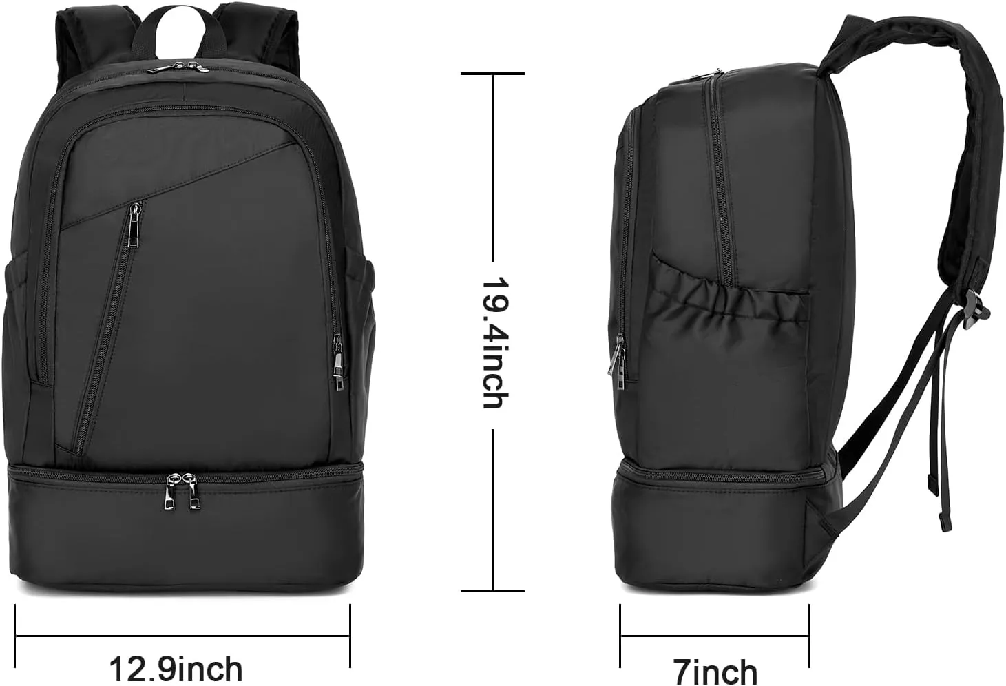 seyfocnia Gym Backpack for Men,Waterproof Backpack With Shoe Compartment Lightweight Travel Backpack Sports Backpack Casual Daypack Backpack-Black