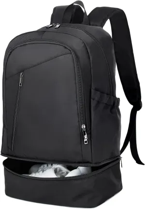 seyfocnia Gym Backpack for Men,Waterproof Backpack With Shoe Compartment Lightweight Travel Backpack Sports Backpack Casual Daypack Backpack-Black