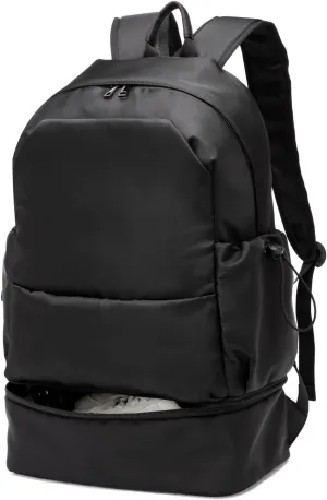 seyfocnia Gym Backpack for Men,Waterproof Travel Backpack With Shoe Compartment Lightweight Sports Gym Bag Casual Daypack-Black