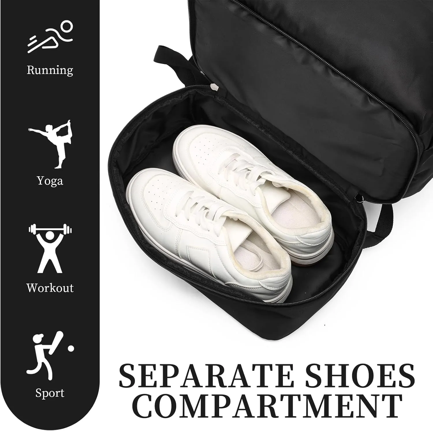 seyfocnia Gym Backpack for Men,Waterproof Travel Backpack With Shoe Compartment Lightweight Sports Gym Bag Casual Daypack-Black