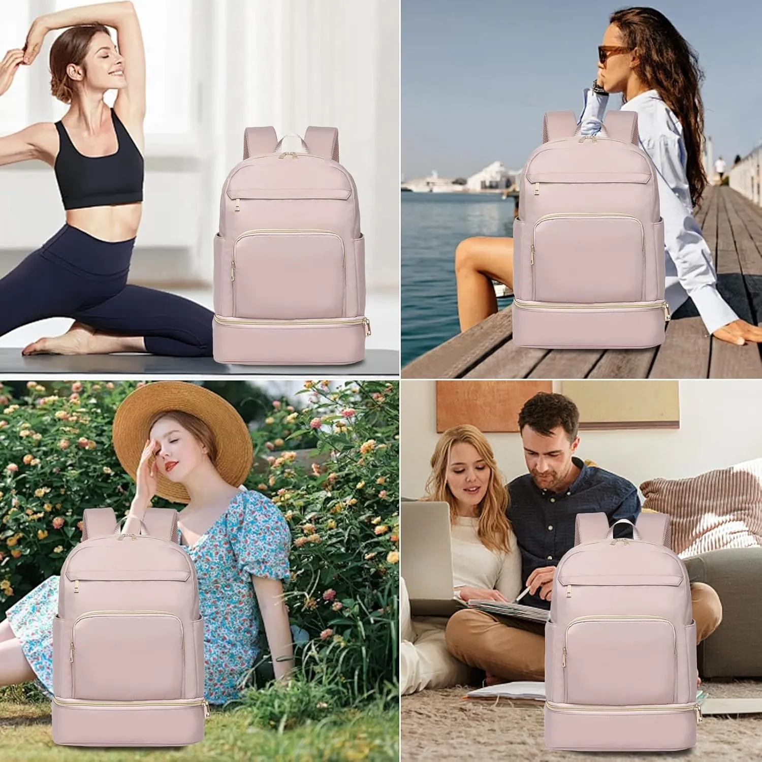 seyfocnia Gym Backpack for Women Men, Lightweight Sports Backpack With Shoe Compartment, Waterproof Gym Bag Workout Trainning Backpack Casual Travel Daypack-Purple