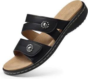 SHIBEVER Flat Sandals Women Dressy: Non Slip, Arch Support, Orthopedic, Plantar Fasciitis Comfortable Walking Sandal