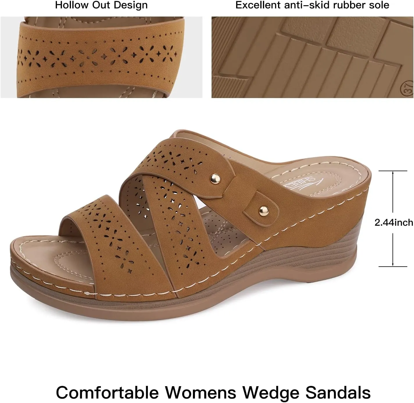 SHIBEVER Wedge Sandals Women Summer: Comfortable Open Toe Dressy Platform Sandal Shoes