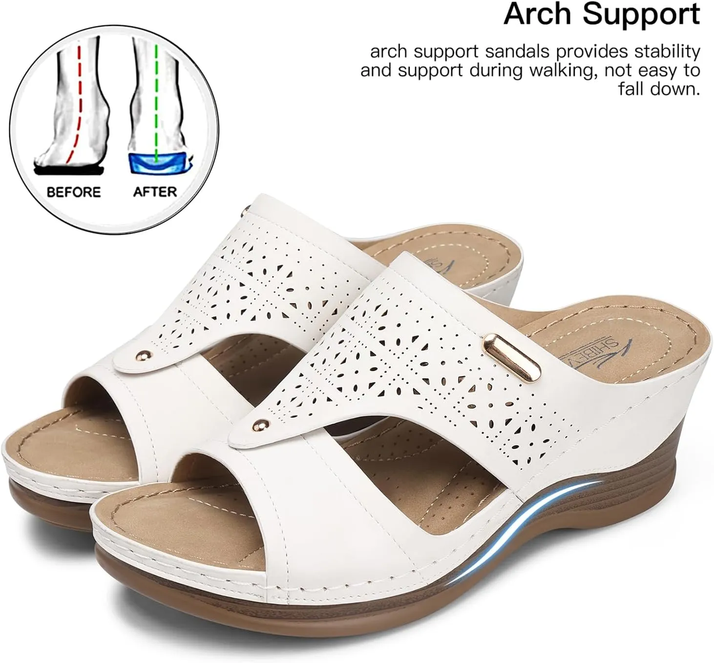 SHIBEVER Wedge Sandals Women Summer: Comfortable Open Toe Dressy Platform Sandal Shoes