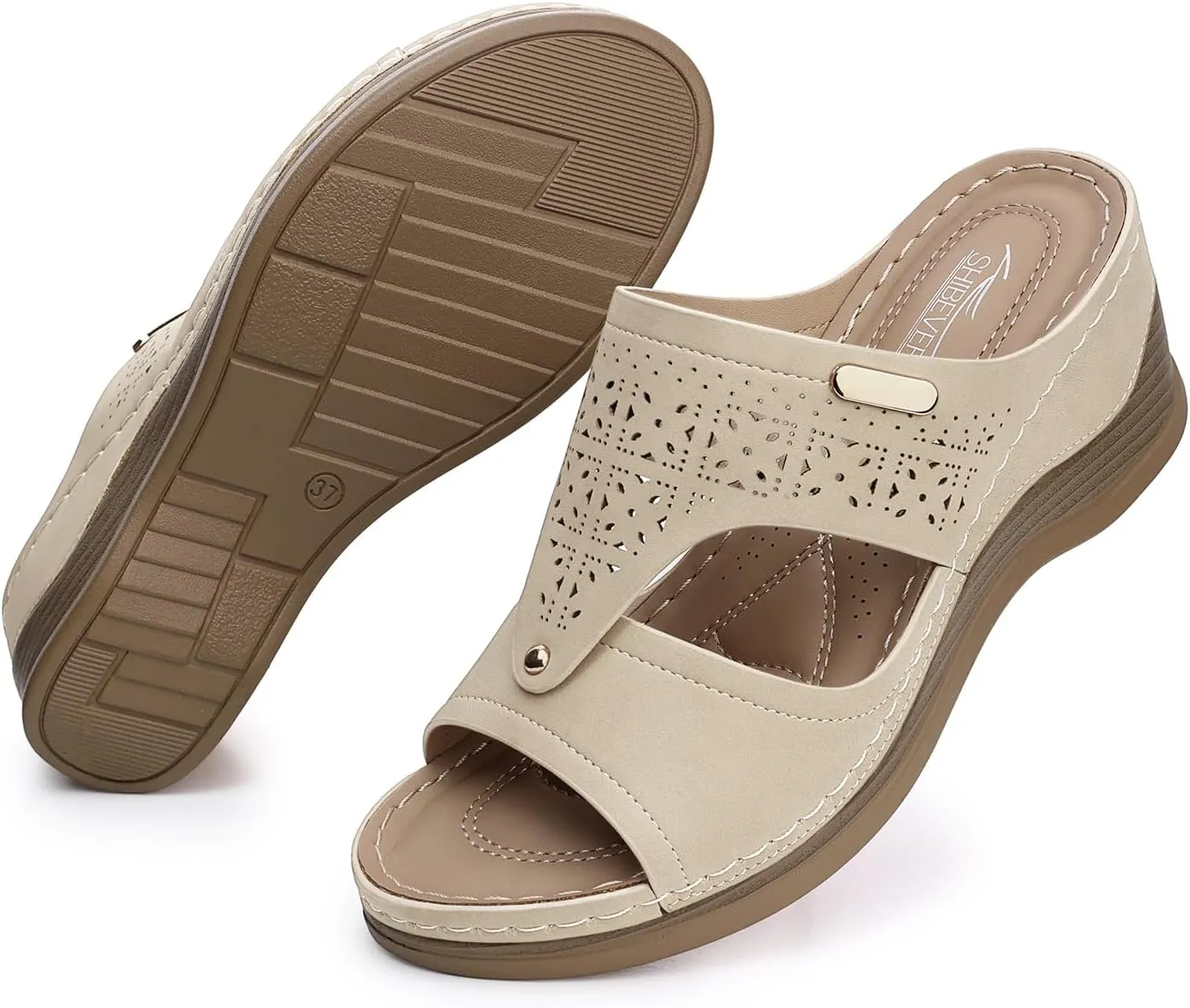 SHIBEVER Wedge Sandals Women Summer: Comfortable Open Toe Dressy Platform Sandal Shoes
