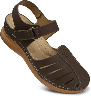 SHIBEVER Women Comfortable Flat Sandals: Dressy Summer Sandal - Closed Toe Fisherman Sandals