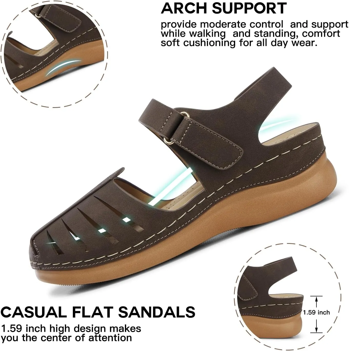 SHIBEVER Women Comfortable Flat Sandals: Dressy Summer Sandal - Closed Toe Fisherman Sandals