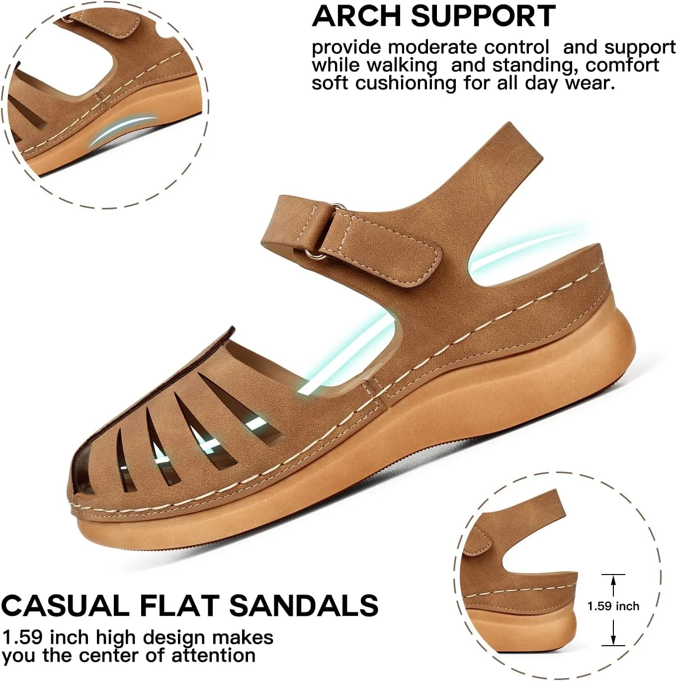 SHIBEVER Women Comfortable Flat Sandals: Dressy Summer Sandal - Closed Toe Fisherman Sandals