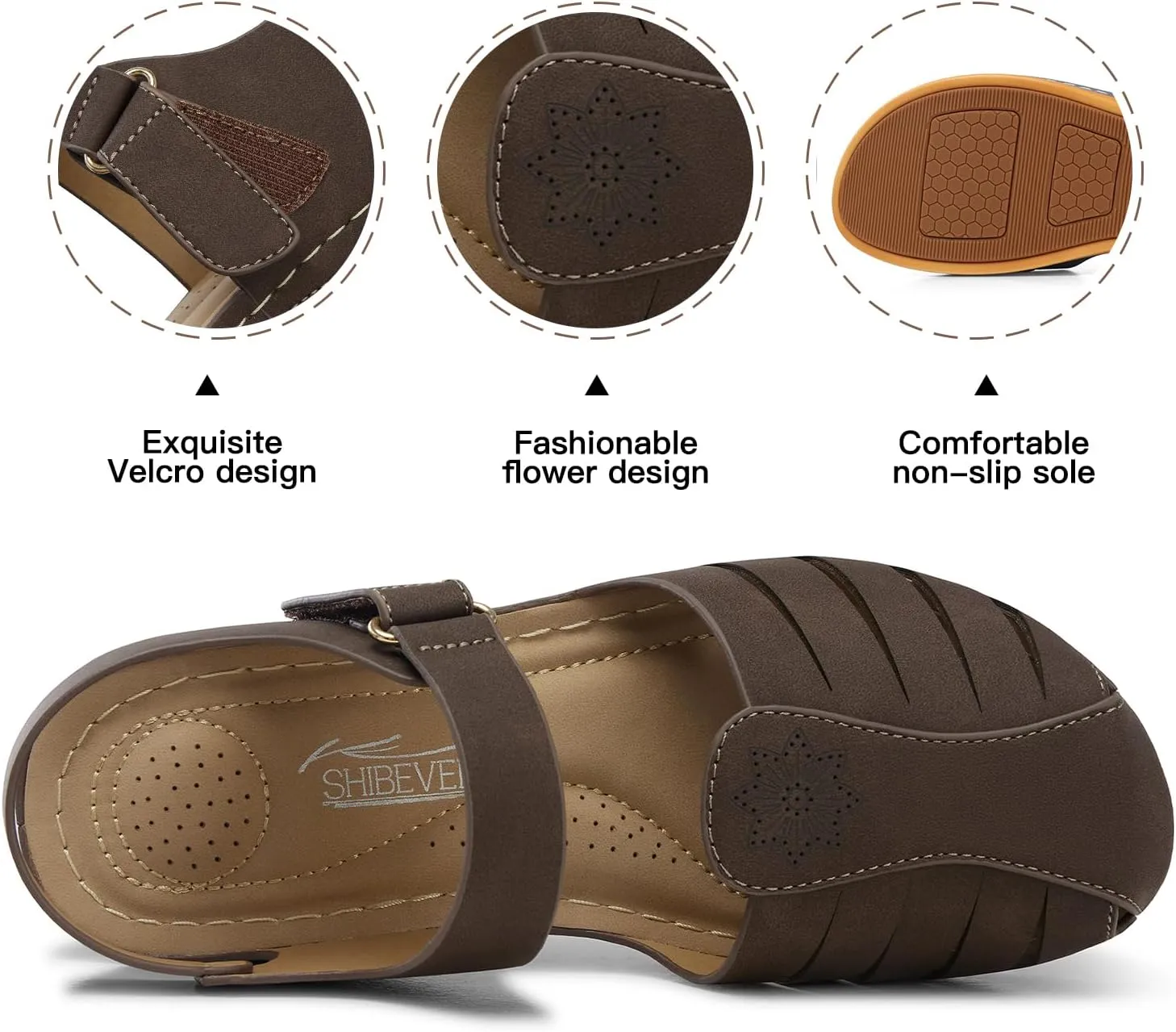 SHIBEVER Women Comfortable Flat Sandals: Dressy Summer Sandal - Closed Toe Fisherman Sandals