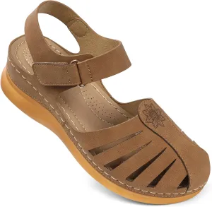 SHIBEVER Women Comfortable Flat Sandals: Dressy Summer Sandal - Closed Toe Fisherman Sandals
