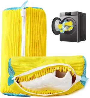Shoe Washing Machine Bag - Laundry Shoe Bag for Washer and Dryer - Reusable Shoe Laundry Bag - Shoe Cleaning Bag for All Shoe Types - Durable Zipper Sneaker Washing Machine Bag for Shoes (2 PCS)