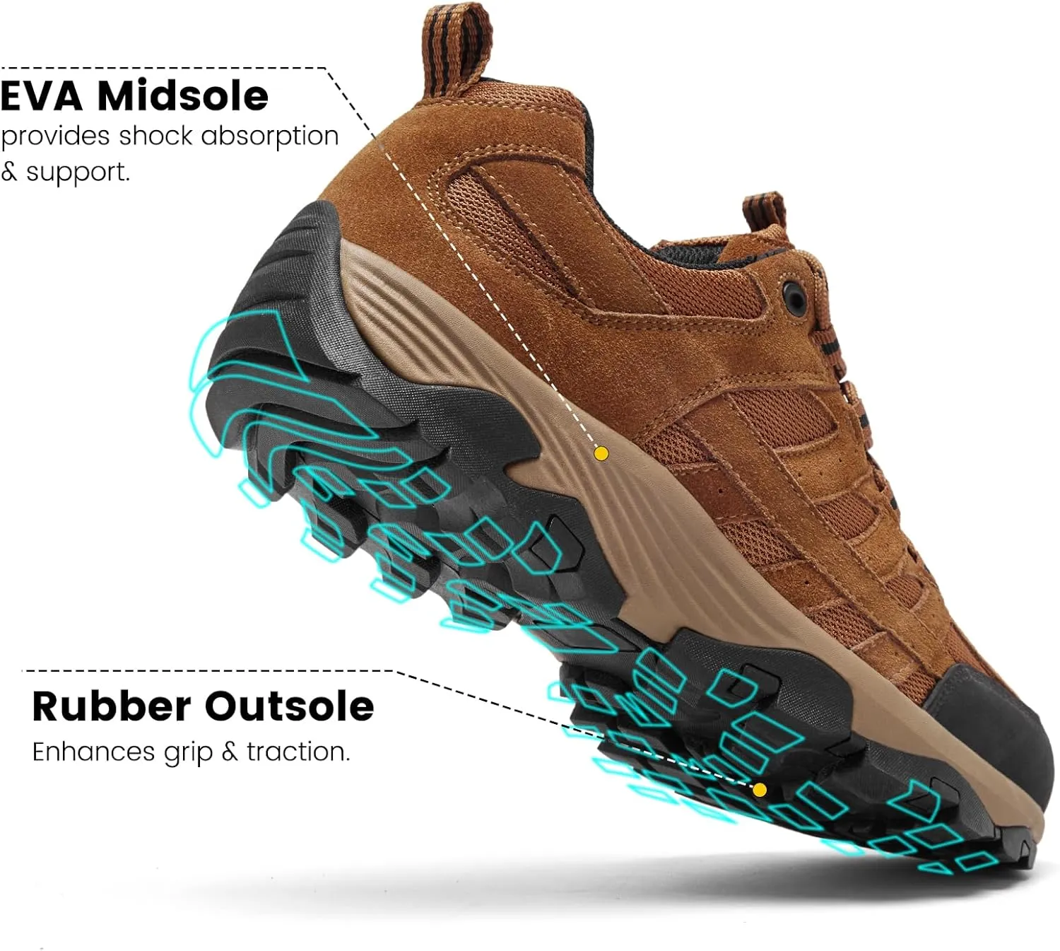 SHULOOK Men's Waterproof Hiking Shoes Lightweight Anti Slip Outdoor Ankle Boots Breathable Hike Trekking Trails Shoe